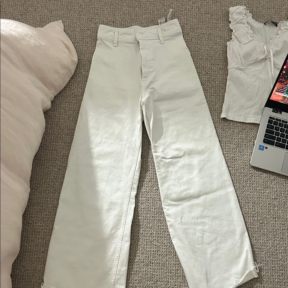 Zara Cream Wide-Leg Trousers